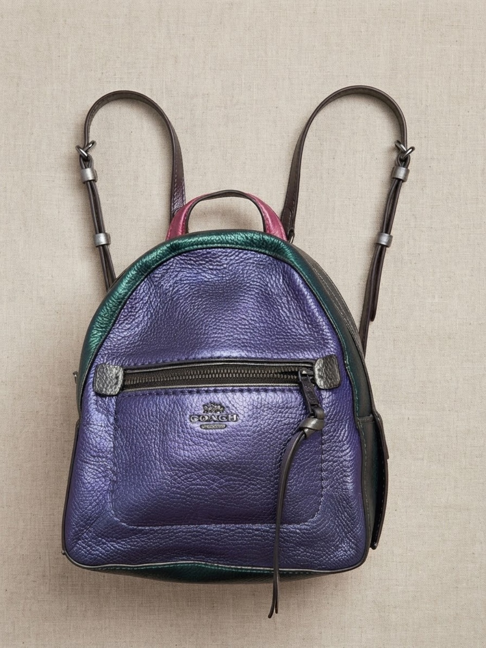 RARE FIND! Coach Metallic Colorblock Andi Convertible Mini Backpack